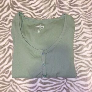 Hollister Sage Green Baby Tee Long Sleeve